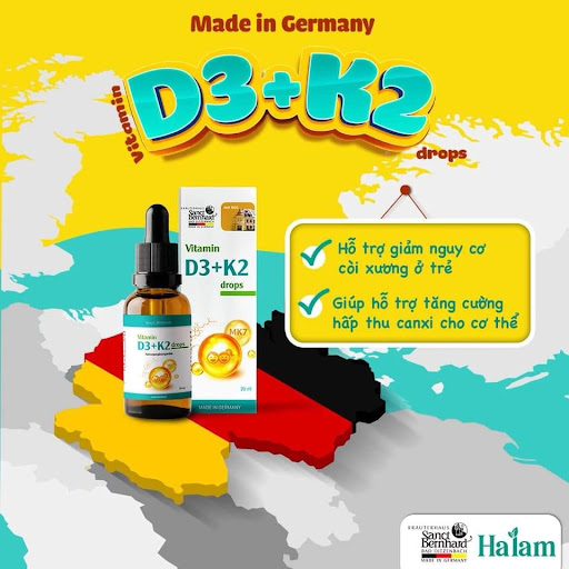 Vitamin D3+K2 Drops Sanct Bernhard – Lựa chọn hàng đầu cho bé.